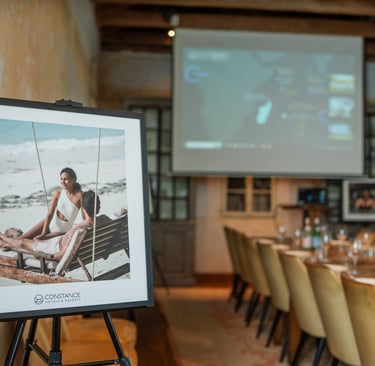 a table with a picture of a woman on it