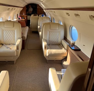 a large airplane with a lot of seats and a view of the inside