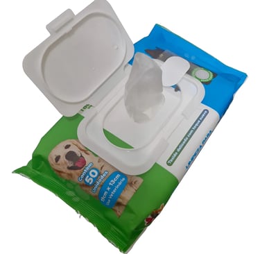 Toalha Lenço Umedecido Para Cães E Gatos Pets 1 Pacote C/ 50
