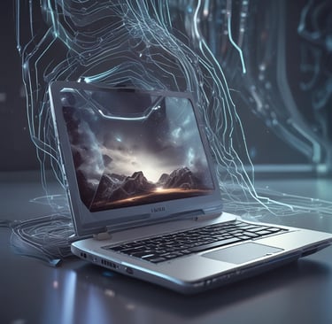 Screenshot of a sleek, dark-themed website homepage with bold accent buttons.