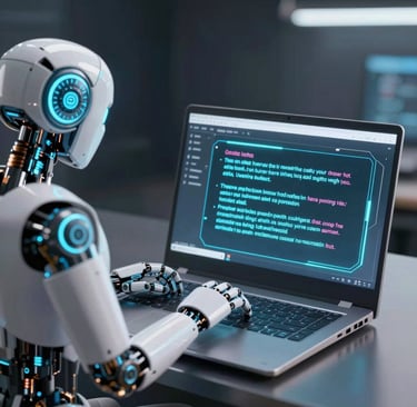 A sleek laptop screen displaying aiscriptly's latest AI writing tool review with clean, modern design elements.