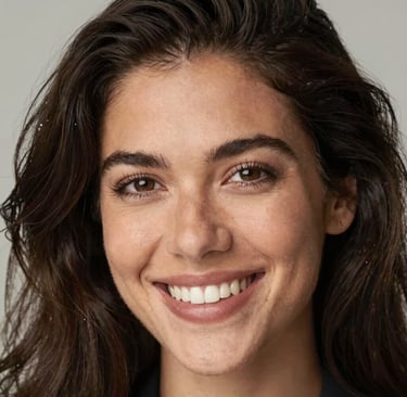 Close-up of a woman wearing a 9thfire t-shirt, her eyes bright with determination.
