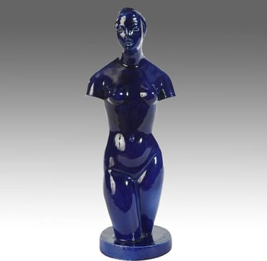 Armand Petersen - Figure de femme - céramique bleue