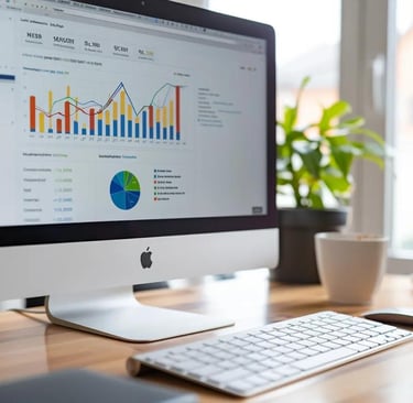 Close-up of optimized Google Business Profile with highlighted keywords in a professional workspace.