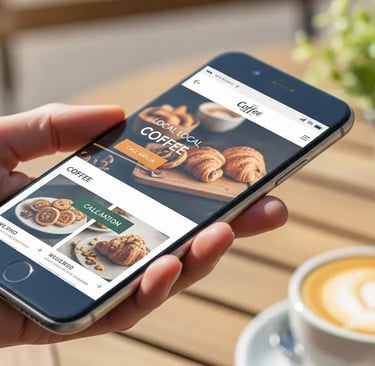 Hand holding smartphone showing optimized website for mobile responsiveness