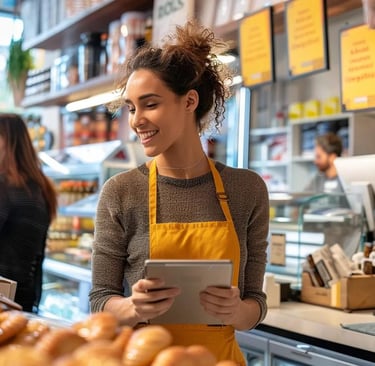 Local business owner engaging with customers, highlighting Google Business Profile optimization