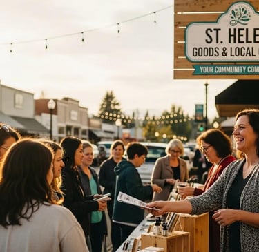 Local business owner engaging with customers in St. Helens, Oregon