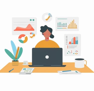 Business owner optimizing Google Business Profile in a modern workspace