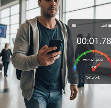 Person testing website speed on smartphone 