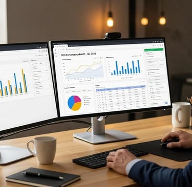 Professional analyzing SEO data for performance improvement