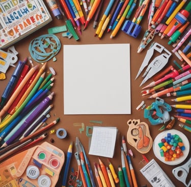 A cozy workspace with a laptop, ESL teaching materials, and a cup of tea bathed in soft natural light.