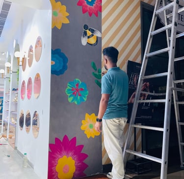 Facade painting of fizzy goblet at Select city walk mall