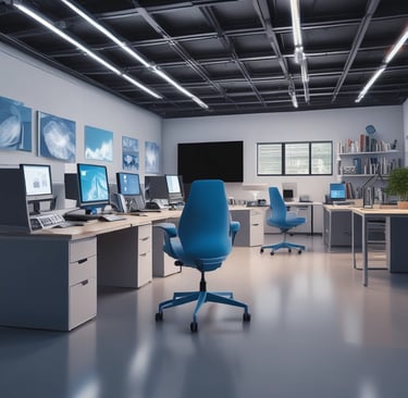 a room with a desk and a chair