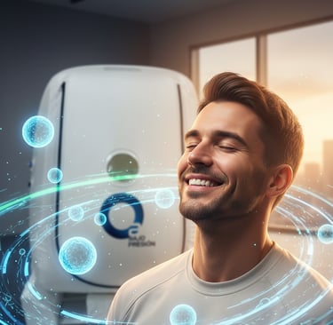 Persona respirando oxigeno