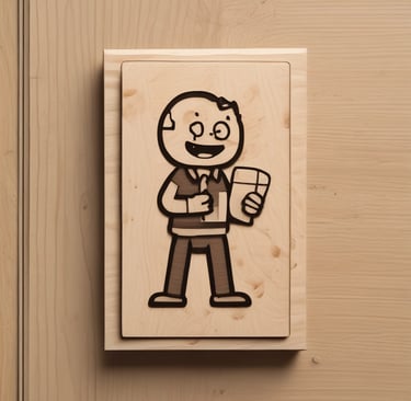 Hand holding a small, engraved wooden keychain with personalized initials.