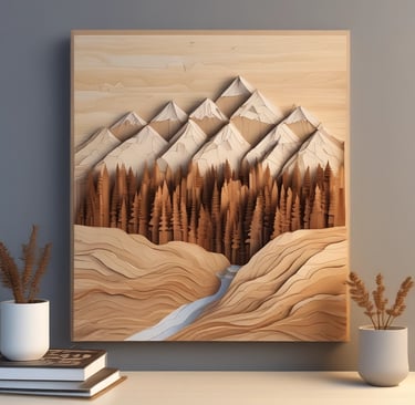 Close-up of a finely laser-engraved wooden plaque with intricate floral patterns.