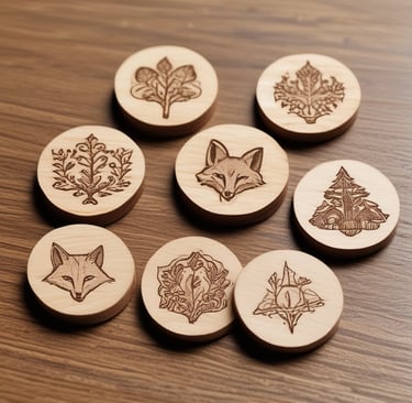 A warm-toned wooden wall art piece featuring delicate laser-cut geometric shapes.