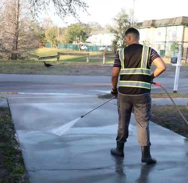 Man doing Pressure washing