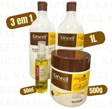 Kit Completo Karseell Máscara 500 g + condicionador 1L + Shampoo 1L + Óleo karseell P 50ml