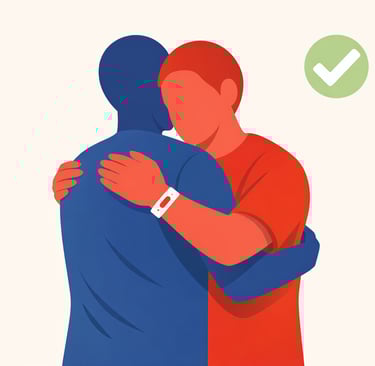 Familiar abrazando a paciente con tuberculosis mostrando que el abrazo no contagia la enfermedad