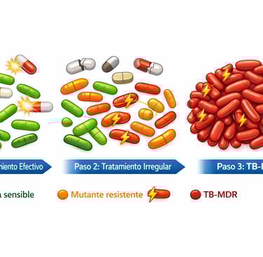 Diagrama del proceso de desarrollo de tb resistente a medicamentos por tratamiento incompleto