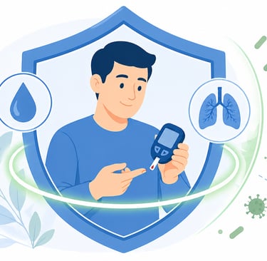 Ilustración representando que el buen control de la diabetes protege frente a la tuberculosis