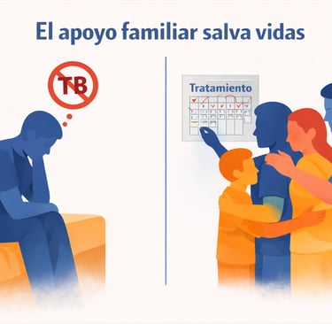 Contraste entre el aislamiento por estigma y el apoyo familiar que ayuda al paciente con tbc