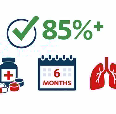 Infografía sobre tasa de curación de tuberculosis mayor al 85% con tratamiento completo