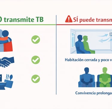 Comparativa de qué contactos no transmiten tuberculosis vs situaciones de riesgo real de contagio