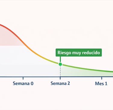 Gráfica que muestra cómo disminuye el contagio de tuberculosis con el tratamiento