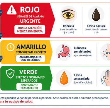 Semáforo médico que clasifica los efectos secundarios del tratamiento antituberculoso