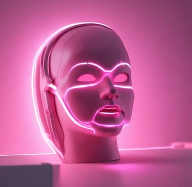 Minimalist flat lay of various beauty devices with a gentle pink backdrop.