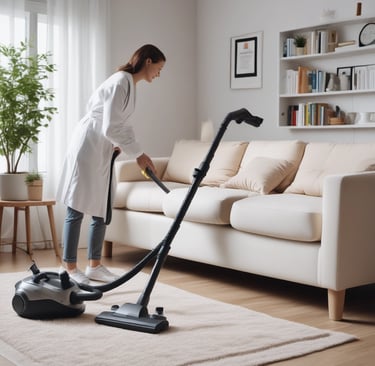 Close-up of a professional cleaner carefully wiping a glass surface with German precision.