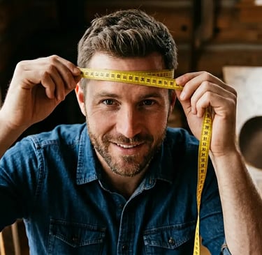 Homme mesurant son tour de tête pour choisir son chapeau de cowboy