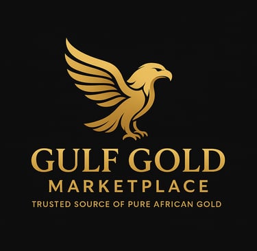 a gold eagle logo on a black background representing gulf gold market place