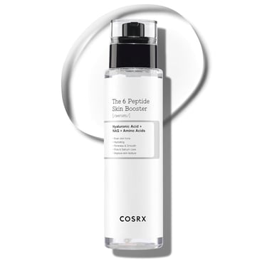 COSRX The 6 Peptide Skin Booster Serum with Hyaluronic Acid for hydrating and smoothing skin texture.