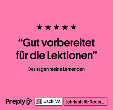 Five-star student reviews with positive feedback for German lessons with Uschi, German teacher for a