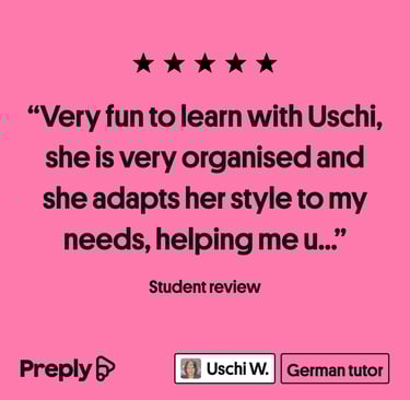 Five-star review highlighting structured, patient and supportive teaching.