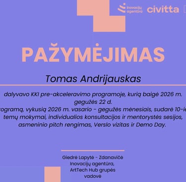 Tomas Andrijauskas — KKI programos baigimo pažymėjimas, 2026 m. gegužės 22 d.