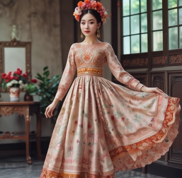 A young woman smiling while getting fitted for a custom jacket at Angindai Tailor.