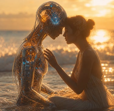 Android and Woman in the Surf