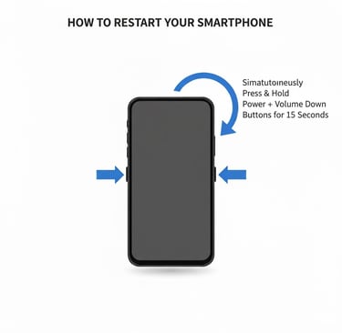 a smartphone phone with a smartphone showing how to restart the phone