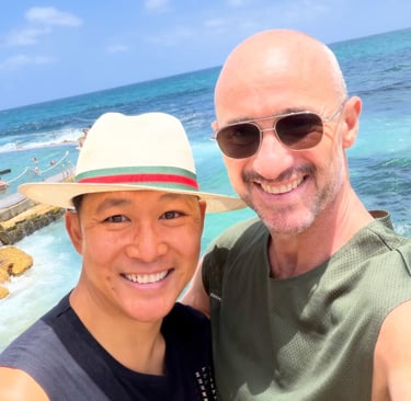 happy couple on christmas day