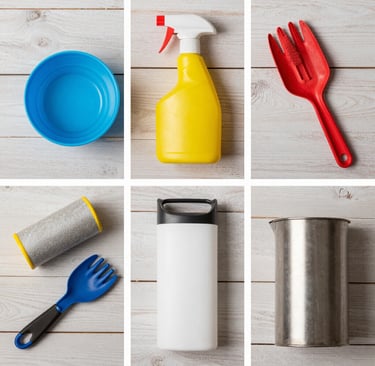 a green shelf filled with vases and a tv