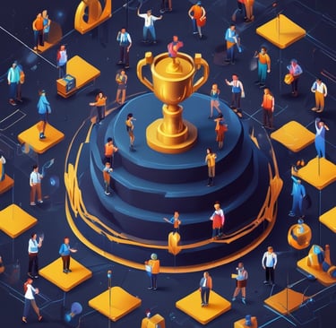 Large outdoor banner hanging on a storefront in a busy street