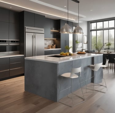 Modern kitchen renovation with sleek cabinets and impact windows letting in natural light