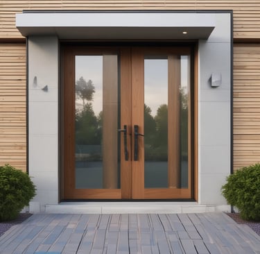Close-up of a green-accented door with a subtle metallic finish