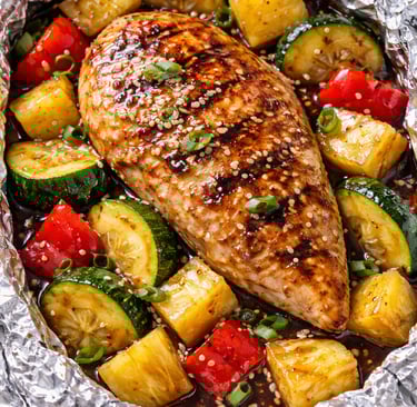 Teriyaki Chicken Pineapple Foil Wrap