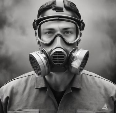 a man wearing a face mask sitting on a bench