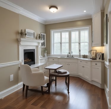 A close-up of freshly cleaned kitchen countertops and appliances, gleaming and spotless.